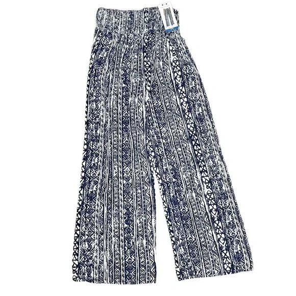 NWT- Three Dots- Navy/White Tribal Print Flowy Pull On Pants- Large - Picture 3 of 7